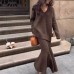 Korean Lazy Sweater Set Skirt Women's Autumn/Winter V-neck Knitted Top Fish Tail Half Skirt Fashion Two piece Set