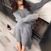 Korean Lazy Sweater Set Skirt Women's Autumn/Winter V-neck Knitted Top Fish Tail Half Skirt Fashion Two piece Set