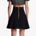 Summer New Arriva Women Solid Black All Match Single-breasted A-line Lady Pleated Mini Skirt