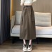 Large pocket workwear umbrella skirt, high waist slimming, split A-line, mid length swing skirt