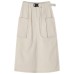Large pocket workwear umbrella skirt, high waist slimming, split A-line, mid length swing skirt