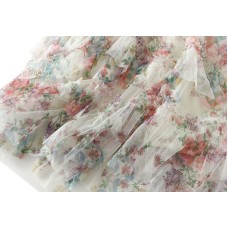 Splicing colorful flower mesh skirt for women, French court style cake skirt with elegant temperament