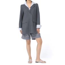 Splicing and color blocking loose fit suit jacket top