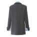 Splicing and color blocking loose fit suit jacket top Splicing and color blocking loose fit suit jacket top
