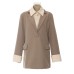 Splicing and color blocking loose fit suit jacket top Splicing and color blocking loose fit suit jacket top