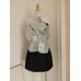 French socialite heavy industry sequin embroidery three-dimensional flower waist slimming strapless dress dress