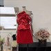 French socialite heavy industry sequin embroidery three-dimensional flower waist slimming strapless dress dress