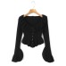 Autumn new European and American style wooden ear slimming short knitted cardigan sweater