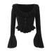 Autumn new European and American style wooden ear slimming short knitted cardigan sweater
