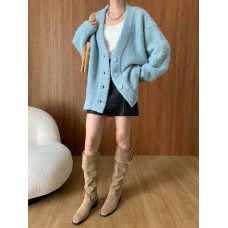 Lazy atmosphere, wool looped yarn, soft and sticky knitted cardigan jacket Lazy atmosphere, wool looped yarn, soft and sticky knitted cardigan jacket