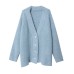 Lazy atmosphere, wool looped yarn, soft and sticky knitted cardigan jacket