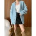 Lazy atmosphere, wool looped yarn, soft and sticky knitted cardigan jacket