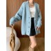 Lazy atmosphere, wool looped yarn, soft and sticky knitted cardigan jacket