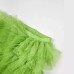 Green women's set, fashionable chiffon top, fluffy cake skirt, two-piece set