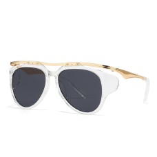 Sunglasses, European and American street photos, Instagram influencers, models, geometric metal frames, sunglasses for women
