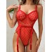 Perspective grid sexy backless high waisted jumpsuit sexy lingerie metal chain