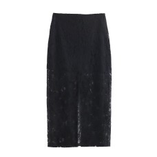 Shoulder pads lace suit jacket midi skirt Shoulder pads lace suit jacket midi skirt