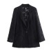 Shoulder pads lace suit jacket midi skirt Shoulder pads lace suit jacket midi skirt