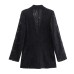 Shoulder pads lace suit jacket midi skirt Shoulder pads lace suit jacket midi skirt