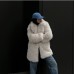Toka suit collar khaki gray faux fur warm loose jacket