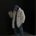 Toka suit collar khaki gray faux fur warm loose jacket