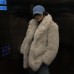 Toka suit collar khaki gray faux fur warm loose jacket