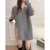 Soft and sticky V-neck sweater for women, loose and lazy style, sweet temperament, knitted dress trend