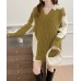 Soft and sticky V-neck sweater for women, loose and lazy style, sweet temperament, knitted dress trend