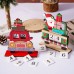 Christmas decoration wooden car Santa Claus calendar painted Santa Claus DIY gift ornaments
