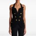 Autumn niche design hanging neck sexy backless little woman double breasted temperament small tank top vest vest vest