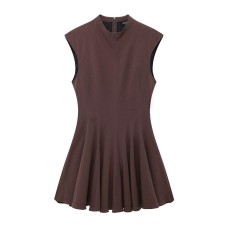 European and American style women's clothing new French niche wave wide swing sleeveless dress