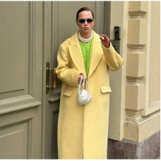 European and American autumn women's trench coat with elegant temperament, one button imitation wool loose coat for women