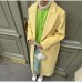 European and American autumn women's trench coat with elegant temperament, one button imitation wool loose coat for women