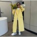 European and American autumn women's trench coat with elegant temperament, one button imitation wool loose coat for women