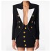 European and American celebrity fashion color blocking metal rose button slim fit suit jacket