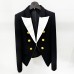 European and American celebrity fashion color blocking metal rose button slim fit suit jacket