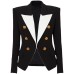 European and American celebrity fashion color blocking metal rose button slim fit suit jacket