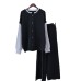 Detachable sleeve knitted cardigan, woolen pants, loose contrasting sweater set for women's fashion Detachable sleeve knitted cardigan, woolen pants, loose contrasting sweater set for women's fashion