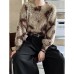 Soft and sticky round neck sweater, women's autumn new style, interior tie dye imitation mink fur knitted sweater