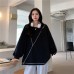 Loose open zipper off shoulder long sleeved sweatshirt for women Loose open zipper off shoulder long sleeved sweatshirt for women