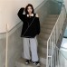 Loose open zipper off shoulder long sleeved sweatshirt for women Loose open zipper off shoulder long sleeved sweatshirt for women