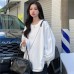 Loose open zipper off shoulder long sleeved sweatshirt for women Loose open zipper off shoulder long sleeved sweatshirt for women