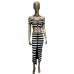 New Black and White Zebra Pattern Bandage Skirt Set European and American Fashion Off Shoulder Short Top Long Skirt Two Piece Set New Black and White Zebra Pattern Bandage Skirt Set European and American Fashion Off Shoulder Short Top Long Skirt Two Piece Set