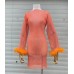 Luxurious Perspective Hollow Mesh Ostrich Hair Slimming and Slimming Bottom Shirt Full Diamond Set Dress Luxurious Perspective Hollow Mesh Ostrich Hair Slimming and Slimming Bottom Shirt Full Diamond Set Dress