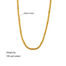 Elegant and niche design, hollowed out cylindrical chain, gold bead tassel pendant, titanium steel jewelry necklace