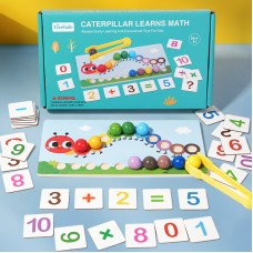 Early education puzzle children caterpillar calculation clip bead color cognition concentration training toy