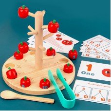 Fun Apple Picking Game Children's Puzzle Digital Cognitive Teaching Tool Baby Focus Training Splicing Wooden Christmas Toy Gift