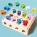 Children's puzzle bead five sets of columns, color sensory enlightenment, shape matching perception, early education, wooden building blocks play