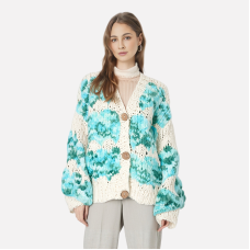 Long sleeved sweater cardigan gradient color V-neck loose sweater knitted cardigan Long sleeved sweater cardigan gradient color V-neck loose sweater knitted cardigan