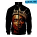 Rap singer 2PAC peripheral 3D color printed casual stand up collar sweatshirt
